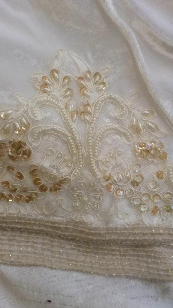 Custom white silk beaded sequined bed spread (1 of 10)