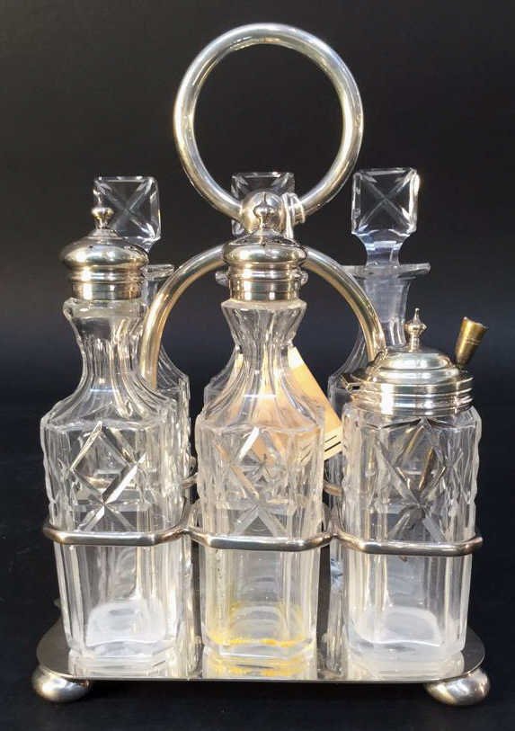 Antique Sterling and Crystal Cruet Set (1 of 7)