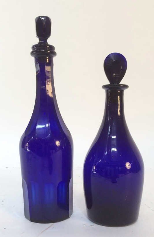 Pair Antique Hand Blown Cobalt Blue Decanters (1 of 10)