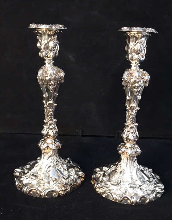 Stamped 8396 Silver Rams Head Design Candlesticks (1 of 10)