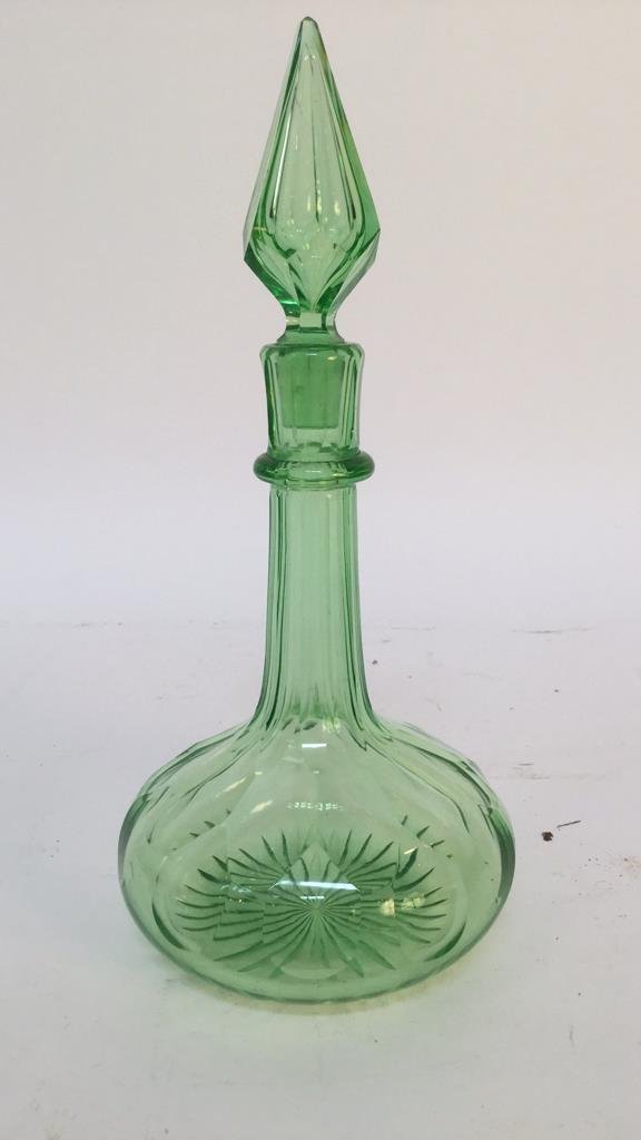 Light green decanter with spire stopper 1760-80 (1 of 7)