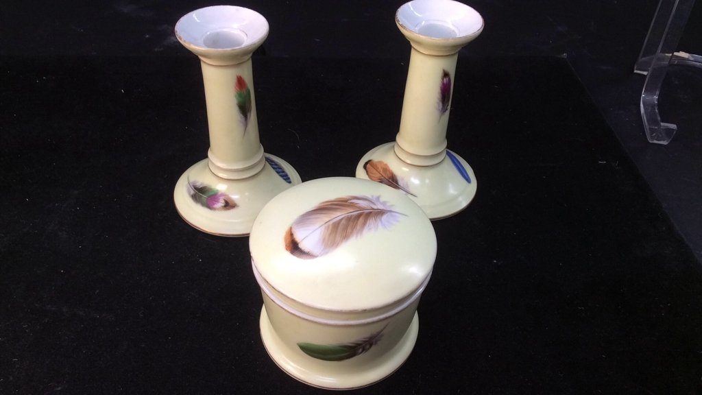 C1860 porcelain candlesticks matching covered Jar (1 of 10)