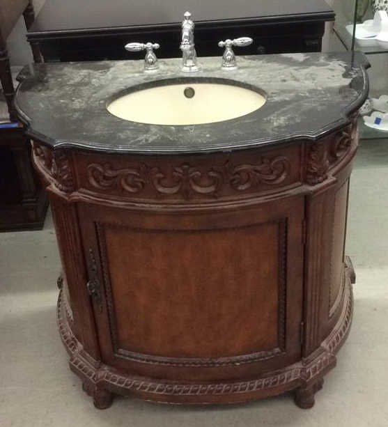 VINTAGE Mahogany Decorative Marble Top Sink (1 of 6)