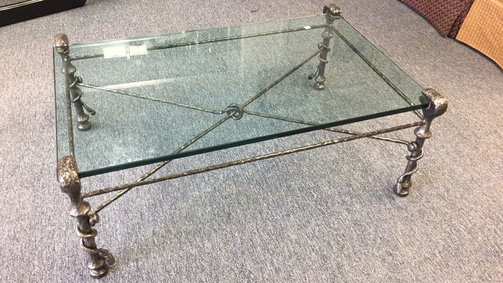 Industrial Iron and Glass Top Coffee Table (1 of 6)