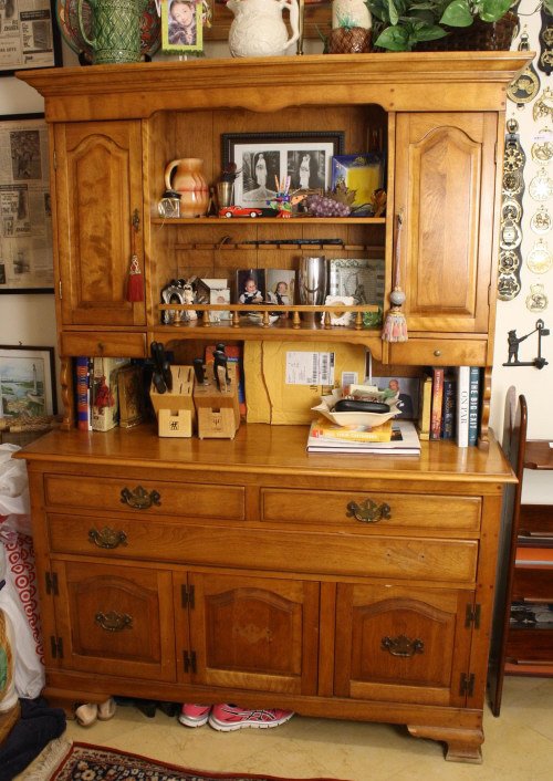 Vermont Made Vintage Maple Step Back Hutch (1 of 6)