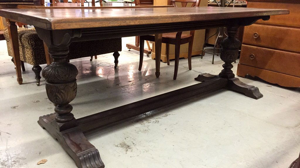 Vintage Twin Pedestal Mahogany Library Table (1 of 7)