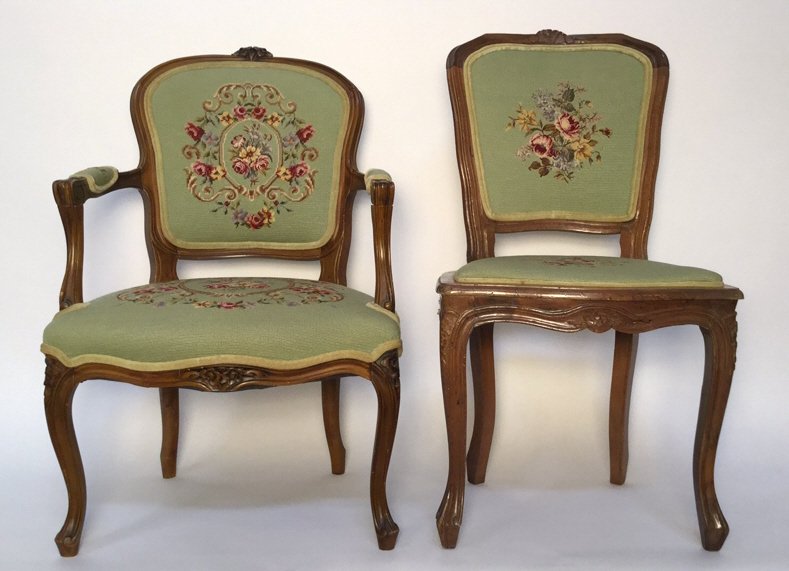 Pair Vintage Needlepoint Chairs (1 of 9)