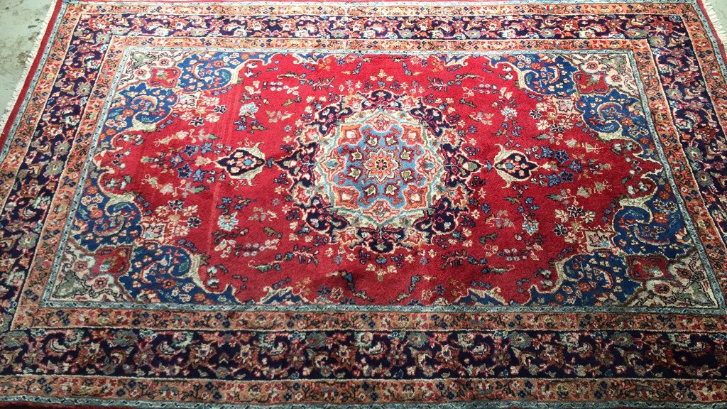 Persian Hand Woven Carpet Fringe on two sides with red (1 of 8)