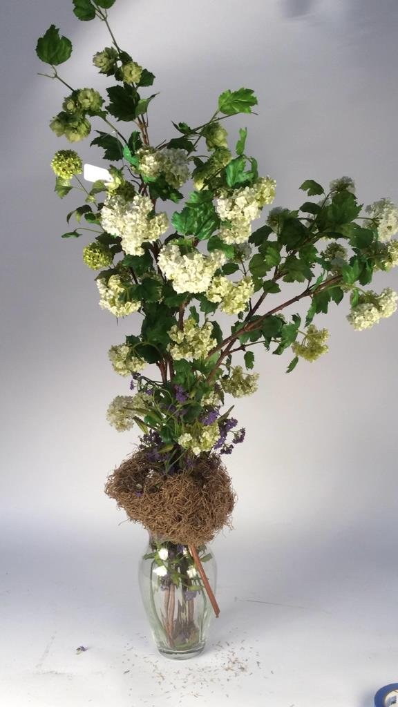 Silk floral arrangement glass vase height 44 inches (1 of 3)