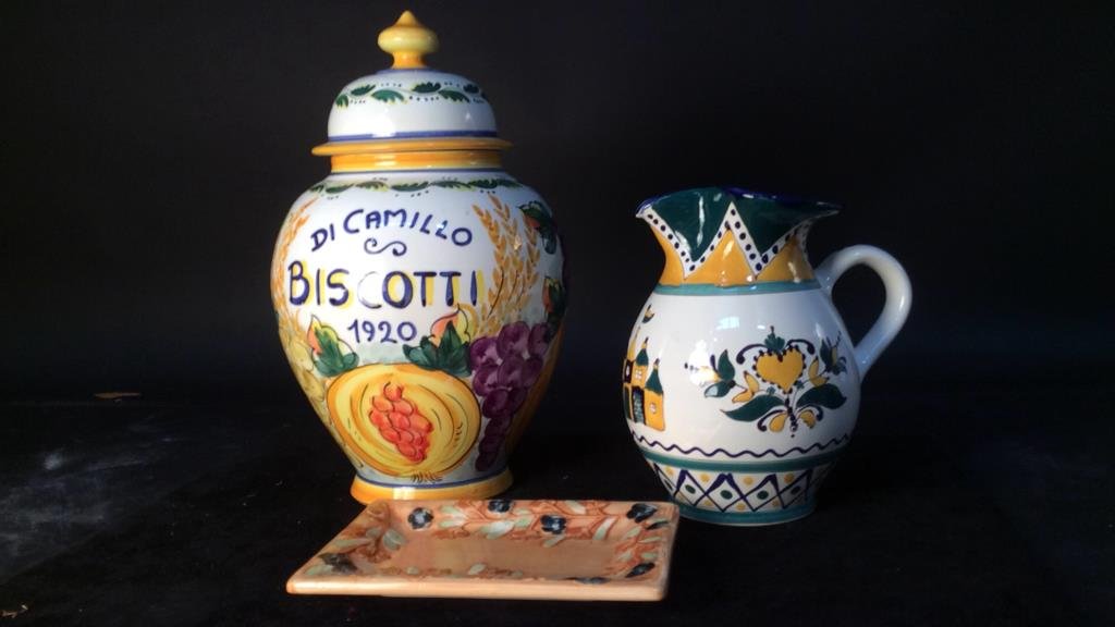 Italian biscotti jar Hungarian pitcher plate group lot (1 of 10)