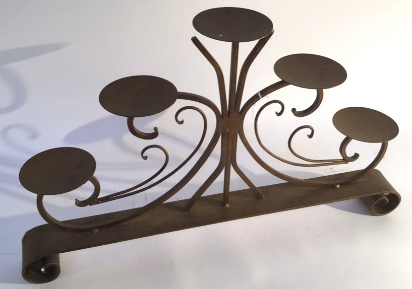 Iron Painted Pillar Candle Holder Painted gold scrolled (1 of 5)