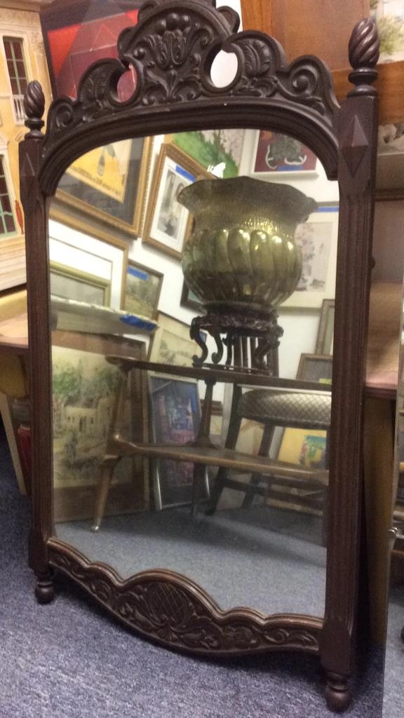 Hand carved antique wood framed mirror (1 of 8)