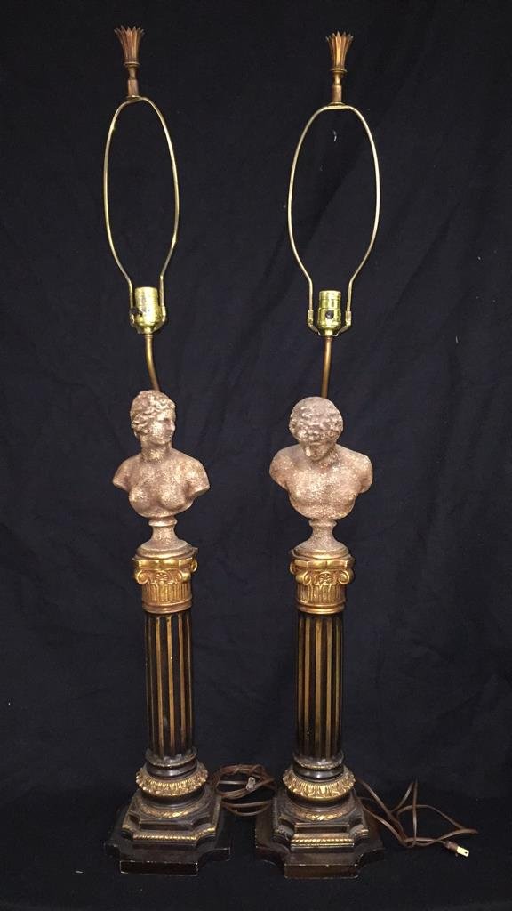 Pair Vintage Greek Style Sculptural Table Lamps (1 of 9)