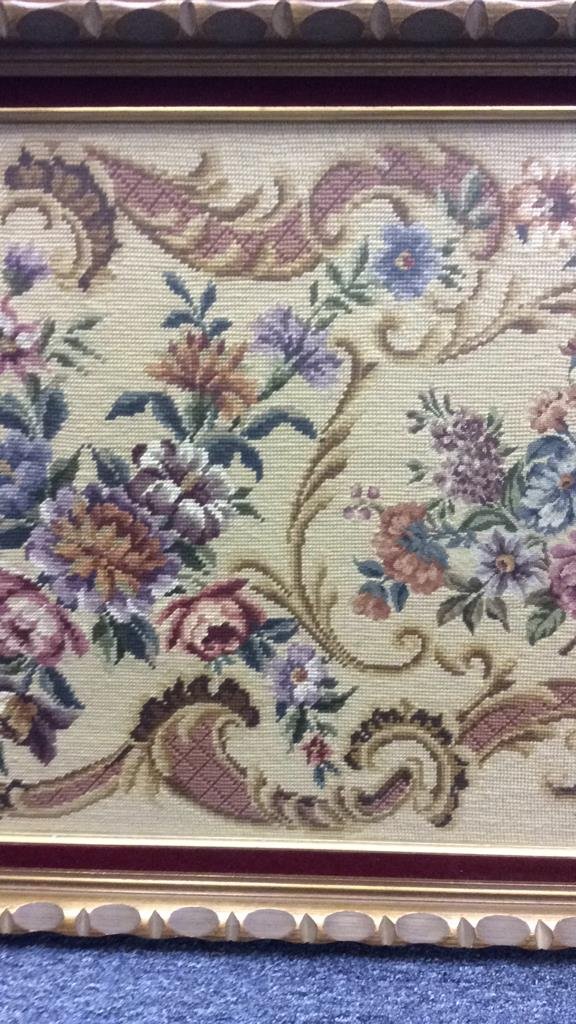 Wood Framed & Glass Over French Needlepoint (1 of 7)