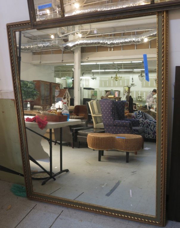 Oversized Gold and Gray Wood Framed Mirror (1 of 6)
