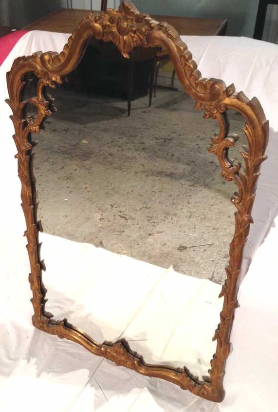 Gold Wood Carved Mirror Asian Influence Gold wood (1 of 7)