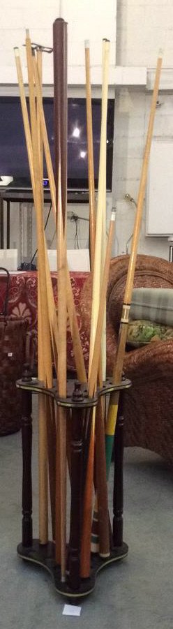 10 Set Pool Table Lot With Wooden Stick Holder a set of (1 of 4)