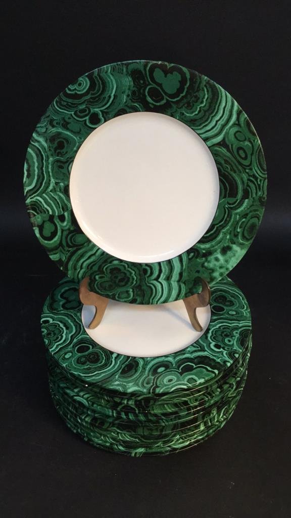 Italian Oversized Malachite Patterned Plates Italian (1 of 5)