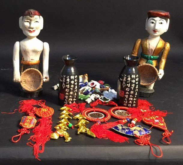 Asian Group lot of  11+ items Carved wooden dolls 12 (1 of 5)