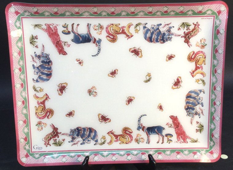 Gien France Decorative Tray Gien France Nature scenery: Gien France Nature scenery tray, signed and marked with note on back, measures 14.5X19