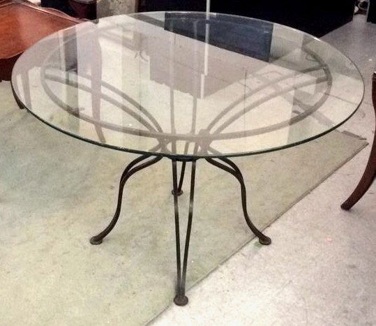 Round Glass Top Iron Base Table Round Glass Top Iron (1 of 6)