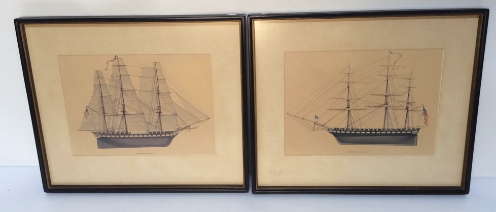 Pair Framed Frigate American Ships Art Pair Framed (1 of 7)