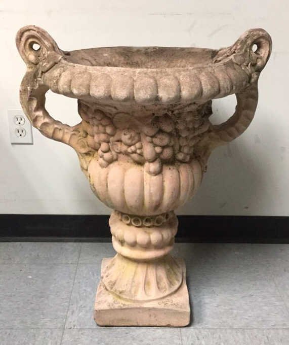 Pink Cement Planter Pink Cement Planter signed and (1 of 7)