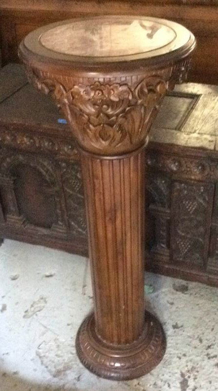 Decorative Mahogany Carved Wood Pedestal (1 of 4)