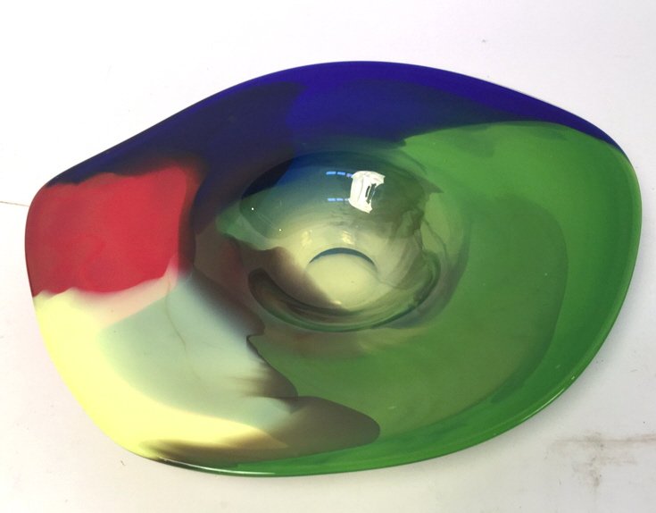 Rainbow Colored Glass Platter Bowl (1 of 8)