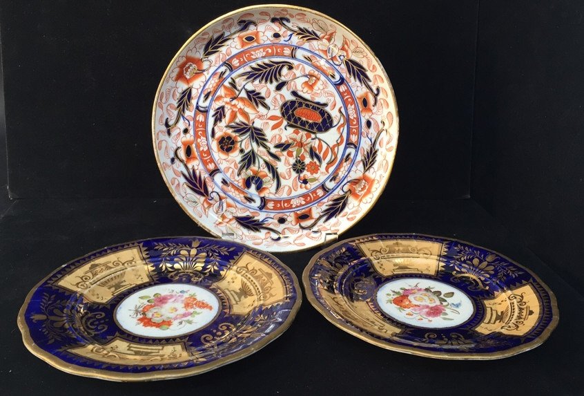 Antique Group Plates with Gilt Border Circa 1830 A (1 of 9)