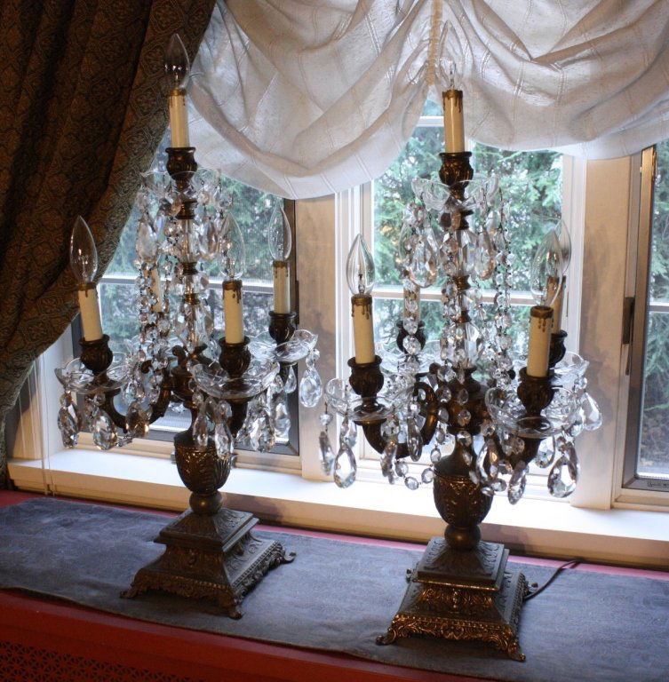 Pair Antique Iron Crystal Girandoles Pair antique (1 of 8)