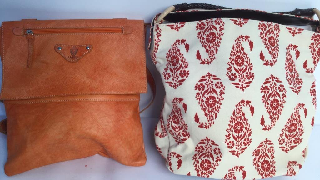 Leather and Linen Tote Bags Italy Orange leather tote (1 of 10)