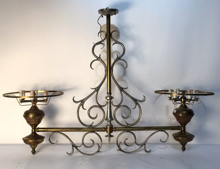 Brass and Brushed Chrome Chandelier (1 of 6)