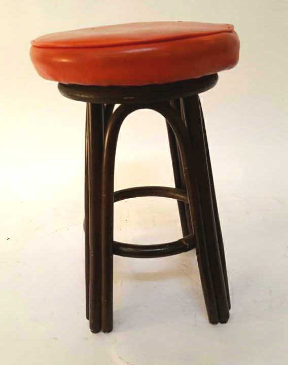 Vintage Red Orange Leather Swivel Stool (1 of 5)