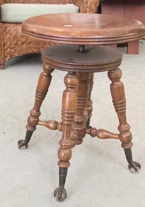 Medium Shade Wood Stool: Spinning Medium shade Wood Stool, rotating stool, cabriole style legs