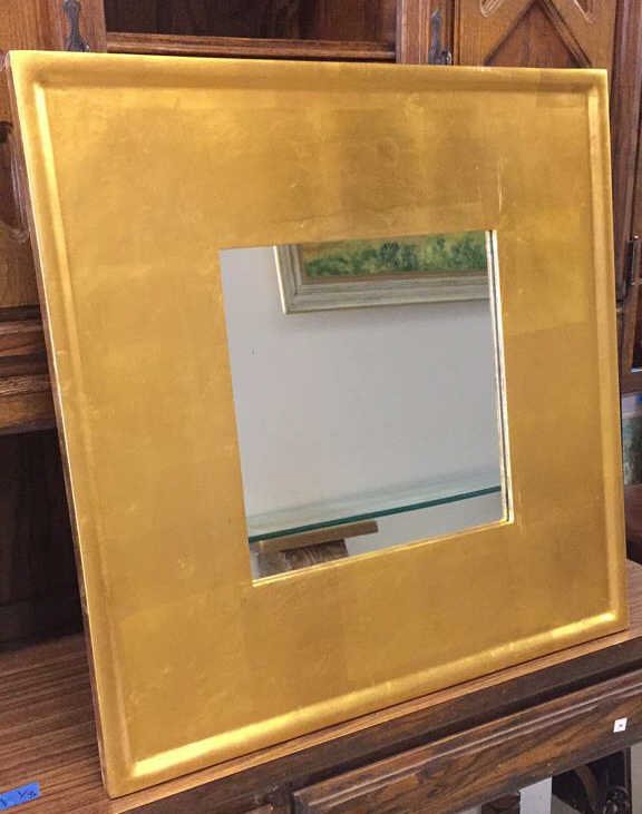 Square Gold Leaf Painted Wood Mirror (1 of 5)