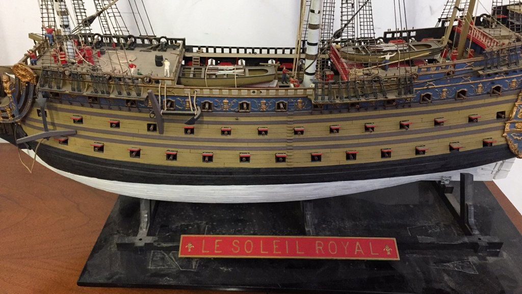 LE SOLEIL ROYAL Replica Tall Ship Model: Gun boat Royal French Navy three masts 30h x 31 x 6.