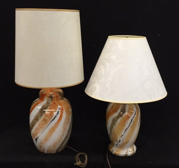 Set of Table Lamps Orange brown and Beige (1 of 5)