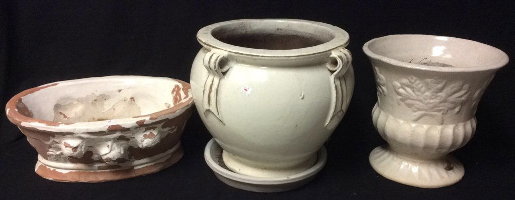White Glazed Planters 4 Item Lot (1 of 7)