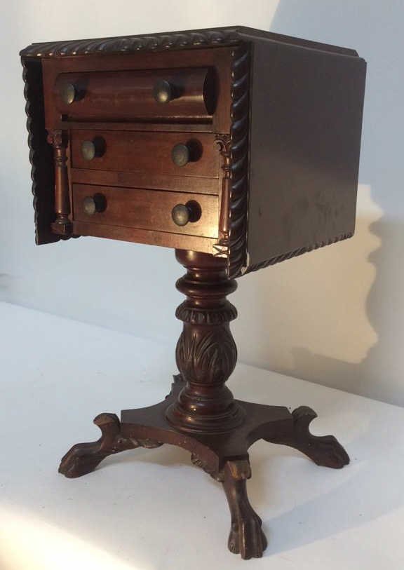 Antique Drop Leaf End Table with Three Drawers (1 of 9)