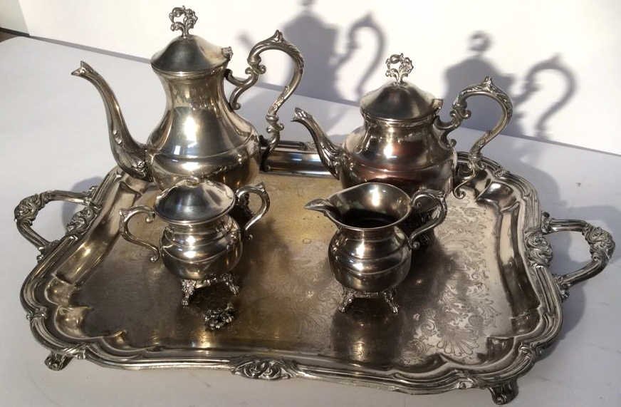 Silver on Copper Antique Coffee Tea Service (1 of 9)