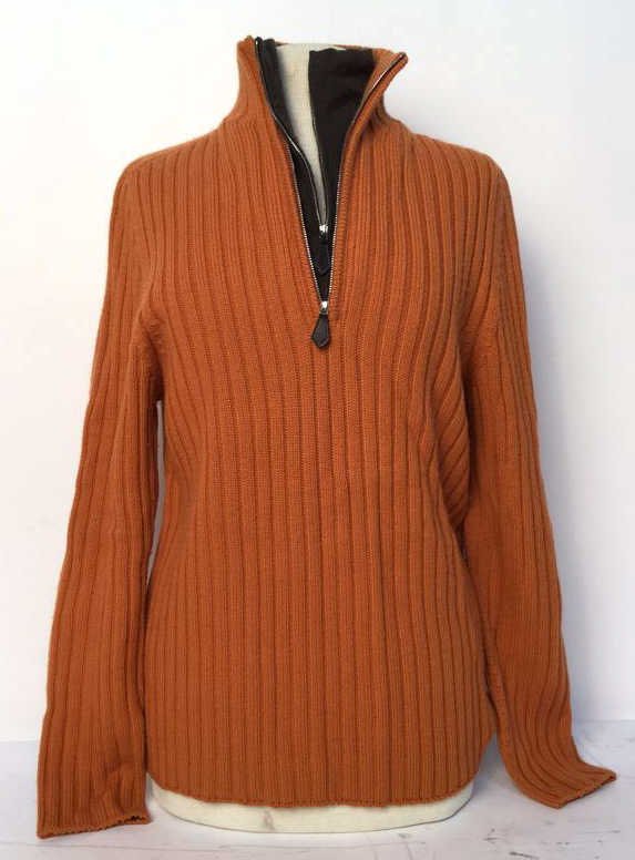 Men's Hermes Size L Sweater: Designer Hermes men's sweater orange size L, used, good condition