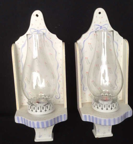 Pair of VAN ETTEN Hand painted Candle Sconces (1 of 6)