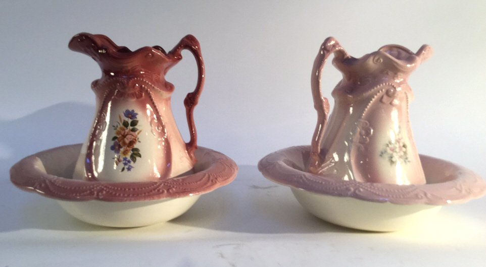 Pair of VICTORIAN IRONSTONE Pitcher & Bowl (1 of 6)
