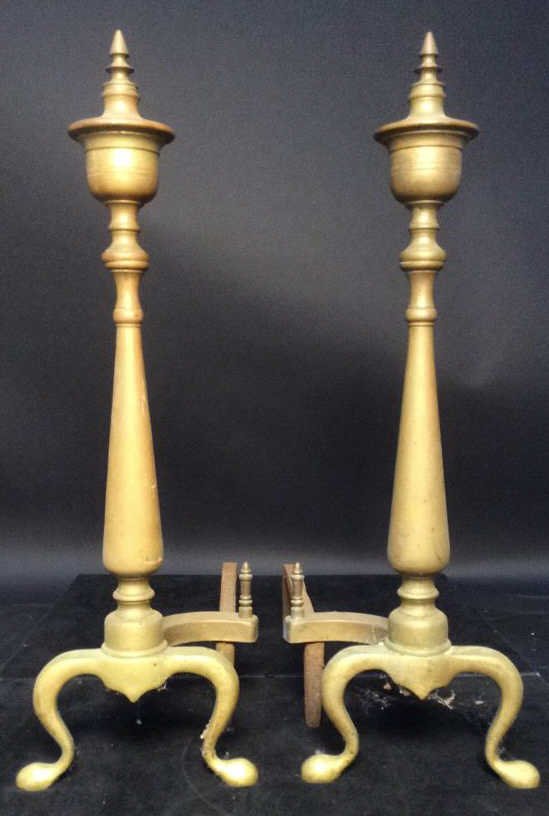 Andirons: Andirons pair measuring in inches 8x17x24