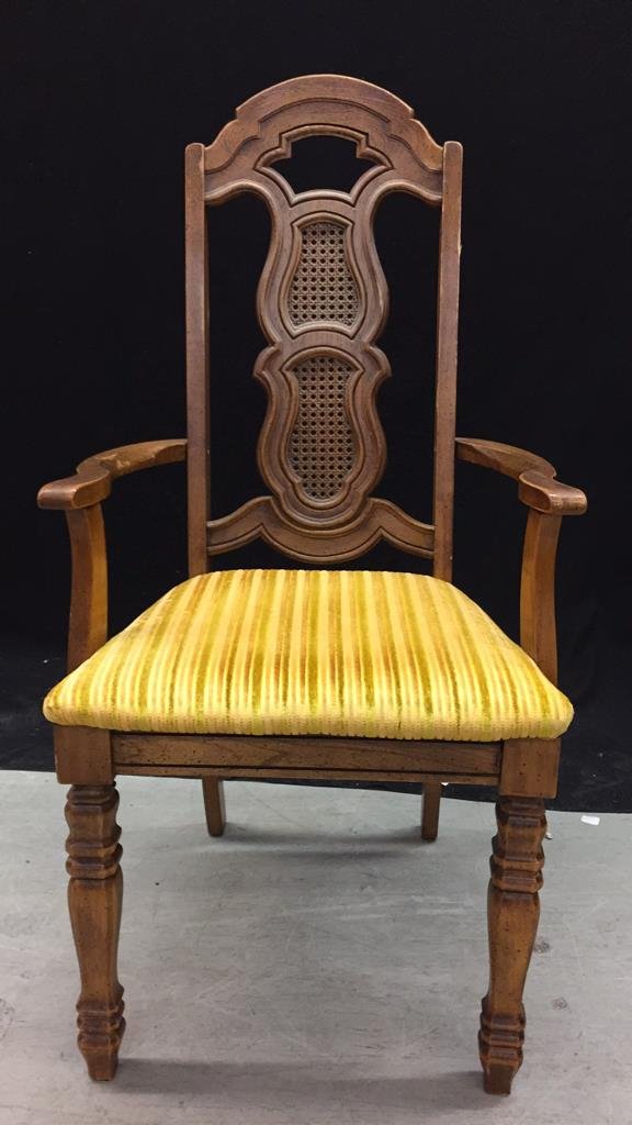Vintage Walnut Arm Chair Upholstered Seat (1 of 7)