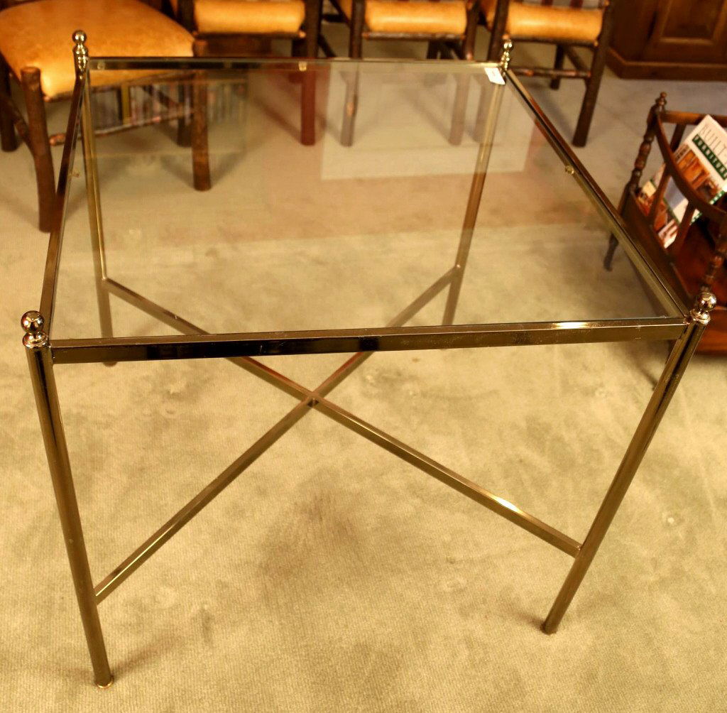 Vintage Glass and Brass Card Table (1 of 4)