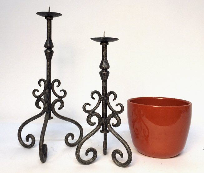 Ceramic Planter Italy & Wrought Iron Candle Lot (1 of 7)