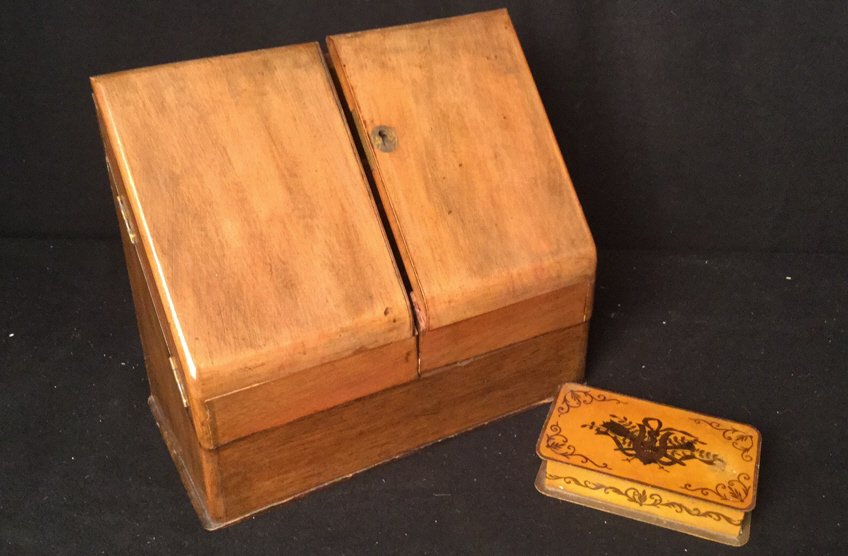 Antique Wooden Letter Box and Metal Box (1 of 10)