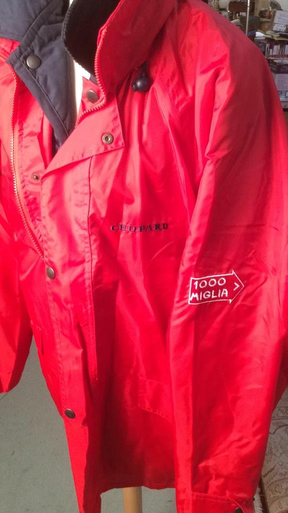 Chopard 1000 MIGLIA Team Jacket: Chopard Company France Team jacket for 2002 miglia 1000 red with quilted blue lining removable men's large . Collectible clothing race events